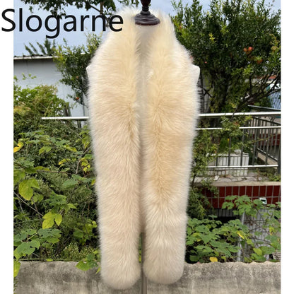 American 180cm Super Long Faux Fox Fur Scarf Winter Women Cosplay Warm Fashion Neck Decor Fluffy Shawl Wrap Luxury Furry Scarves