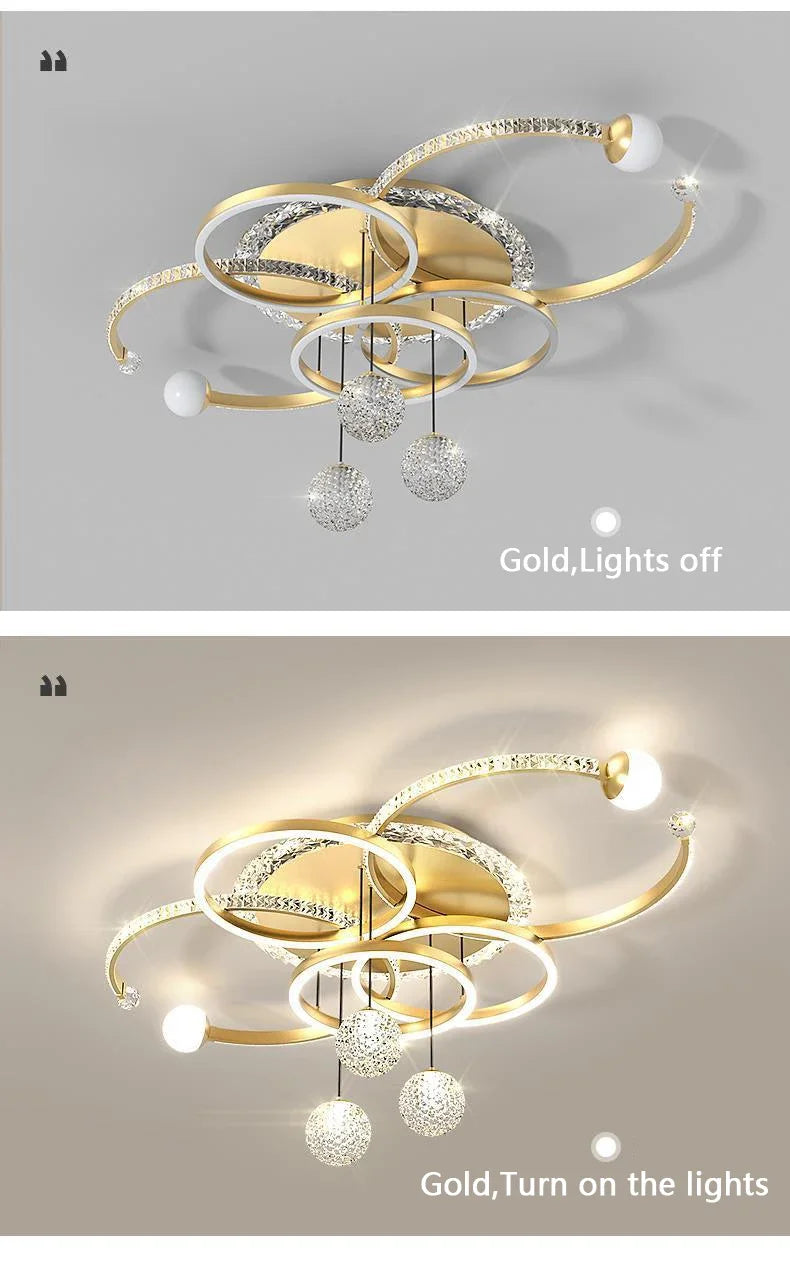 Nordic style eye protection living room light, simple, modern, atmospheric, high-end crystal ceiling light, Guangdong
