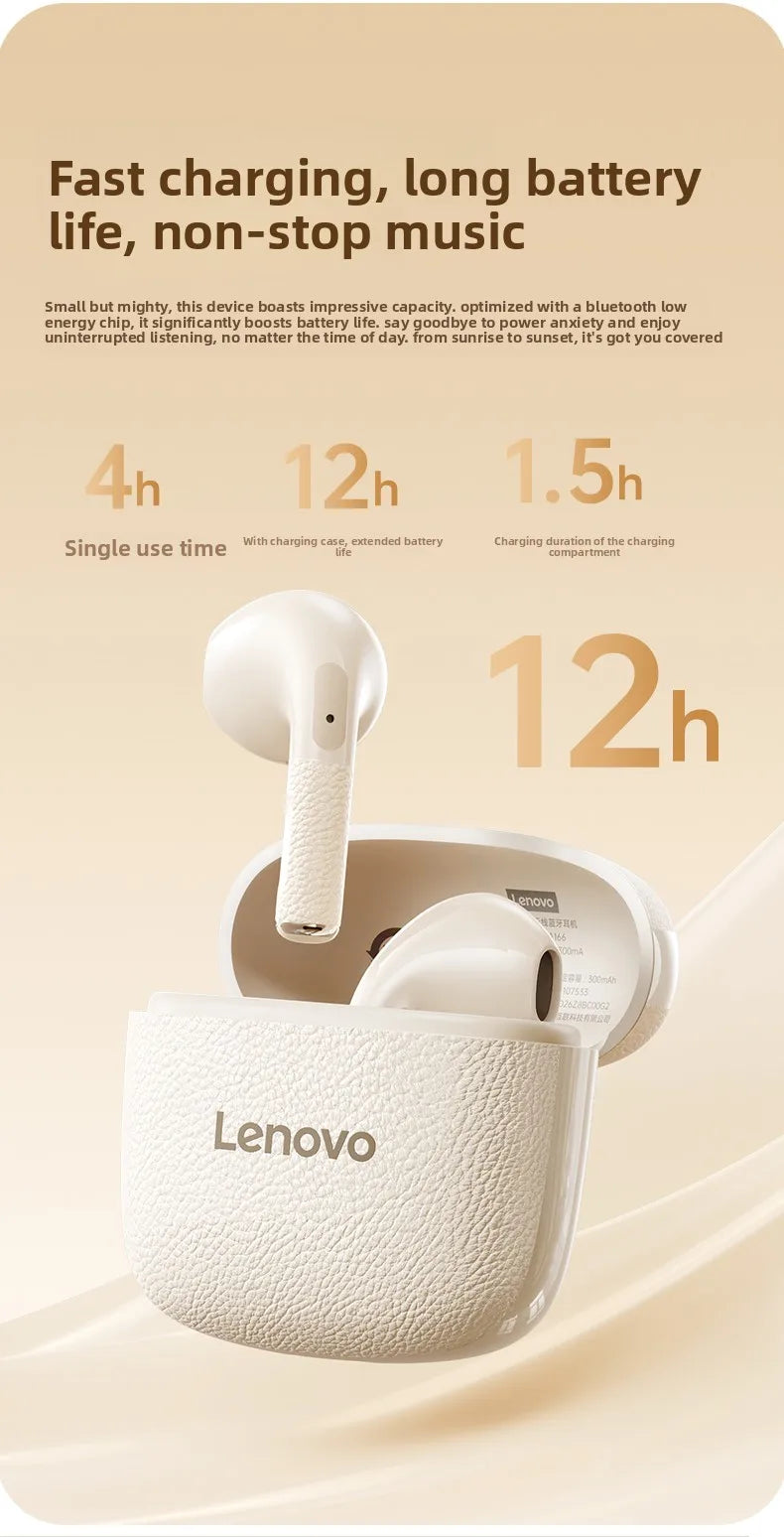 Original New Lenovo TWS Earphones EA166 Bluetooth V5.4 True Wireless Headphones Hi-Fi Sound Waterproof Headset Leather Texture