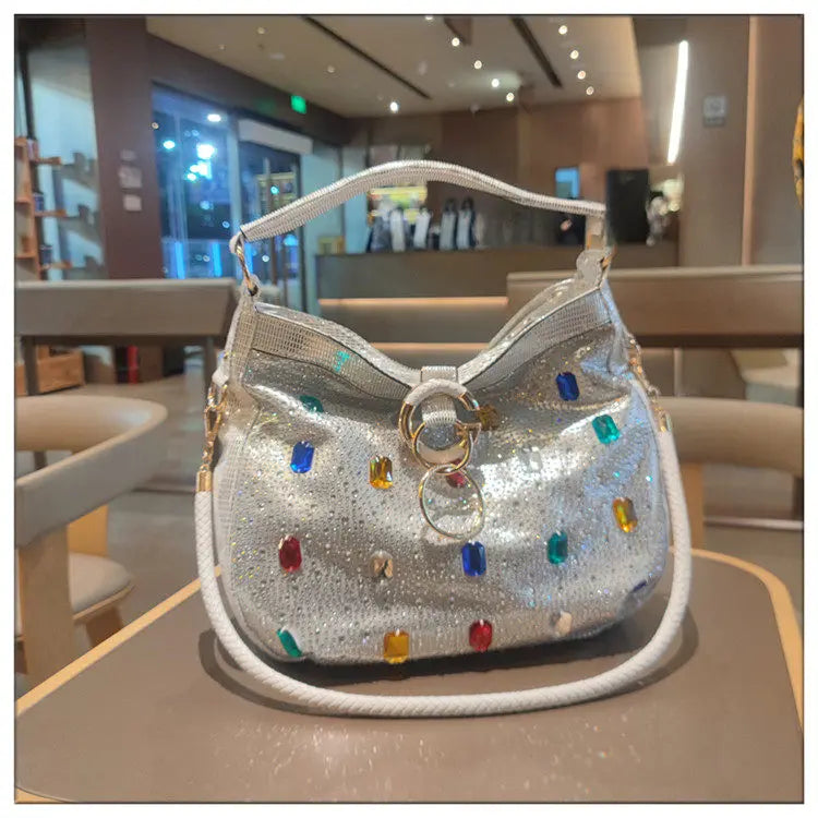 Luxury Genuine Leather Portable Women's Bag Leisure Large Capacity Diamond Tote Bag Shoulder Crossbody Bucket Bags Fashion 2026