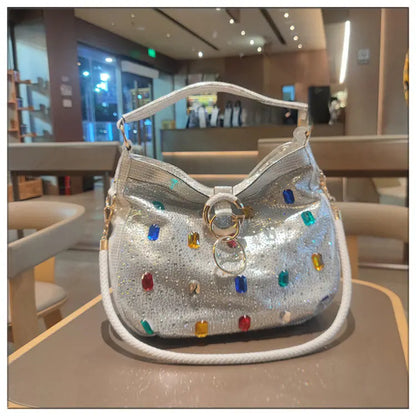 Luxury Genuine Leather Portable Women's Bag Leisure Large Capacity Diamond Tote Bag Shoulder Crossbody Bucket Bags Fashion 2026