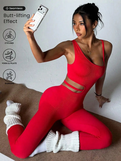 Beautiful back design, sexy one-piece yoga leggings, suitable for women's breathable quick-dry sports bodysuits