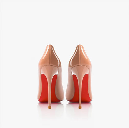 Women Heels Naked Color Women's Elegant High Heel Luxury Black Shoes Woman 2026 Red Shiny Bottoms Pointed Toe Party Ladies Women