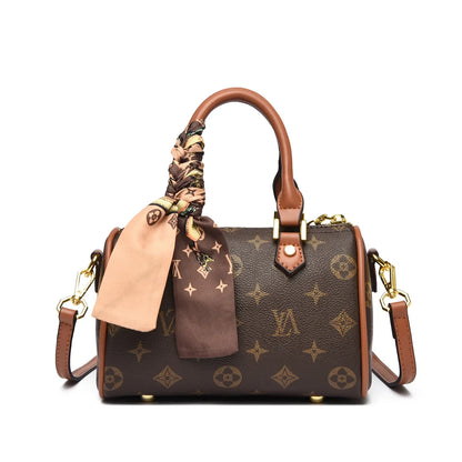 Luxury OULAIMEIZI 2026 New Fashion Retro Classic Letter Printed Designer Boston Bag Temperament Trendy Shoulder Bags for Women
