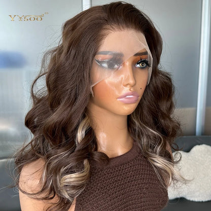 Pre PlucPre Plucked Hairline Glueless Heat Resistant Natural Wavy Future Fiber Synthetic Lacefront Wigs for Blakc Womens Daily