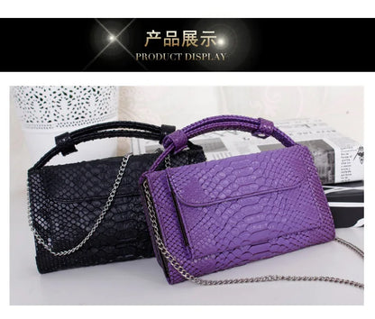 Luxury Snake Pattern Chain Flap Handbags Evening Clutches Crossbody Messenger Shoulder Bags Women Female Ladies Luxurious Purses