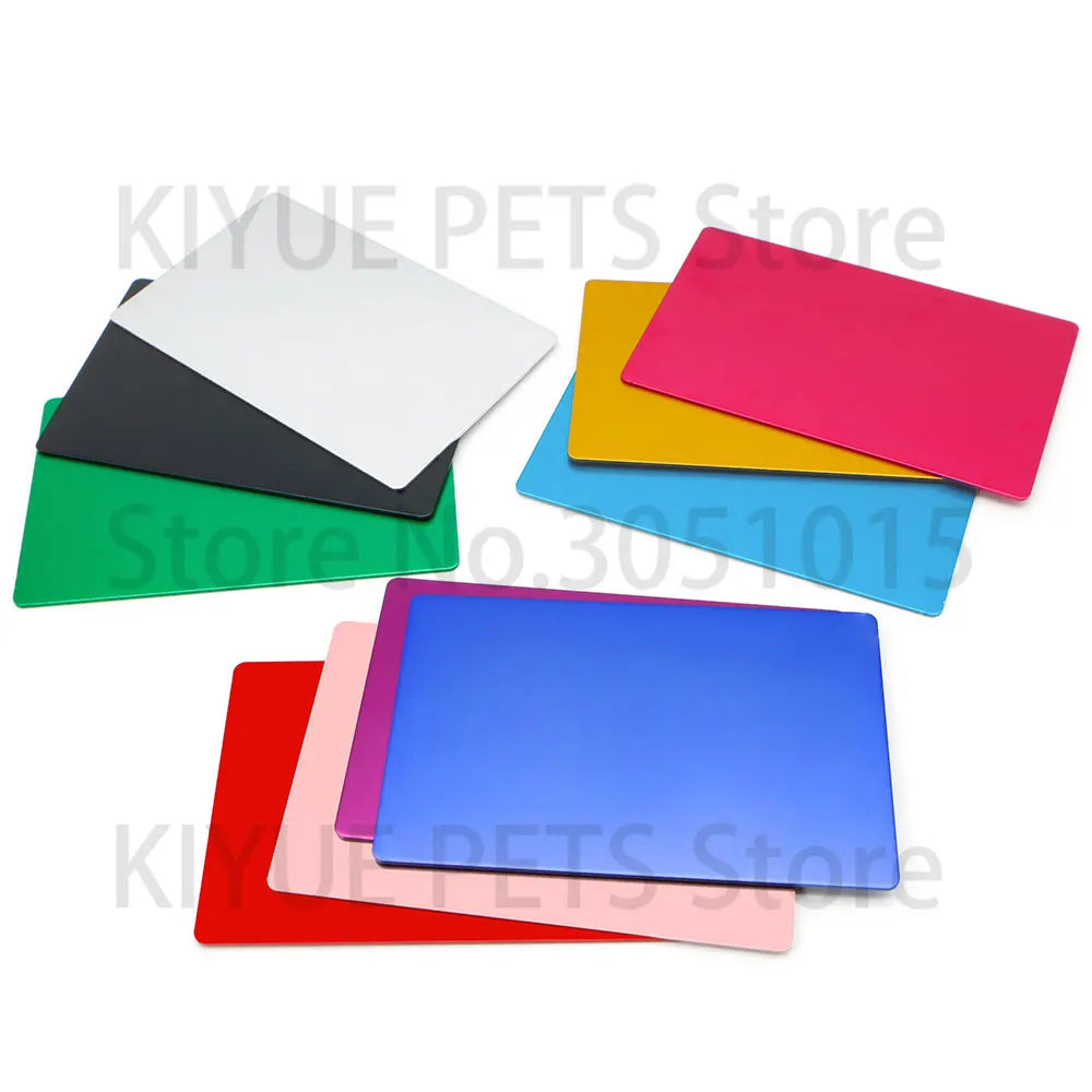 Wholesale 20Pcs 1MM Business Card Anodized Aluminum Plate Name Phone Nameplate Laser Marking Engraving Dog Tag ID Blank Tags
