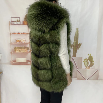 Real  Fur Raccoon Vest Natural Fur Coat For Jacket Female Coats Vest Waistcoat Long Fur Coats Real Fur Coat Fox Vest Jacket