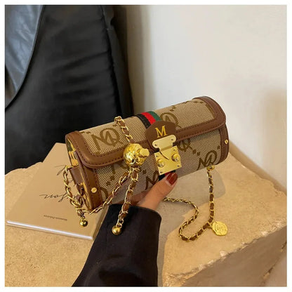 Light luxury brand-name high-end designer bag female 2025 new spring and summer niche shoulder bag messenger bag cylinder bag
