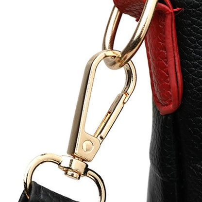 New Women's Large Capacity Contrast Color Handbag PU Leather Letter Embossed Ladies Shoulder Bag Designer Crossbody Bag