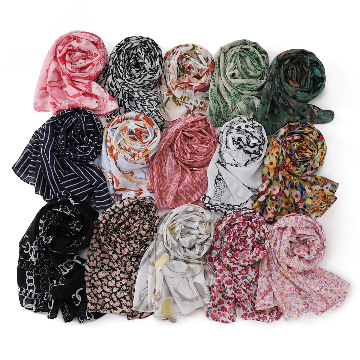 66 Colors Pearl Chiffon Printed Hijab Scarf New Fresh Small Floral Polka Dot Sunscreen Silk Scarf Shawl Turbans for Women Hijabs