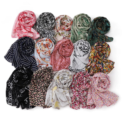 66 Colors Pearl Chiffon Printed Hijab Scarf New Fresh Small Floral Polka Dot Sunscreen Silk Scarf Shawl Turbans for Women Hijabs