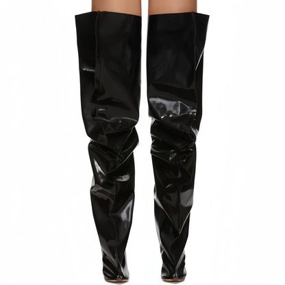 European and American Women's Sexy Over the Knee Pointed Fashion Stage Walking Shoes, Nightclub Spicy Girls' Trendy Pants and Bo