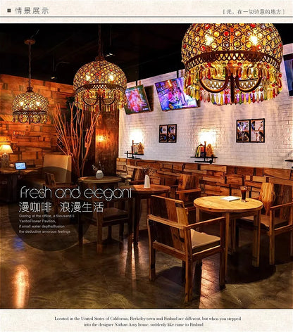 design lamp pendant lighting crystal Bohemia Retro droplight Iron handmade pendant lights for restaurants hanging lights bedroom