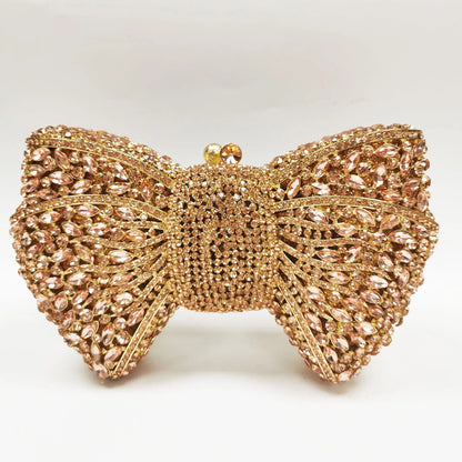 XIYUAN Silver White Rhinestone Evening Bag Muti-color Bow Diamond Clutches Wedding Party Purse Female Luxury Bridal Handbag Gift