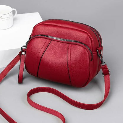 Fashion Soft Leather Crossbody Bags for Women 2026 Casual Female Multi Pocket Messenger Bags Retro Handbags Ladies Shoulder Bags
