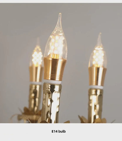 American Luxury Candle E14 Chandelier Living Room Lustre Crystal Hanging Lamp Copper Suspend Lamp Led Luminarias Decor Lamparas
