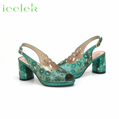 New Fashionable Coffee Color Peep Toe Ladies Shoes Matching Bag Set For Nigerian Women Wedding Party Pump