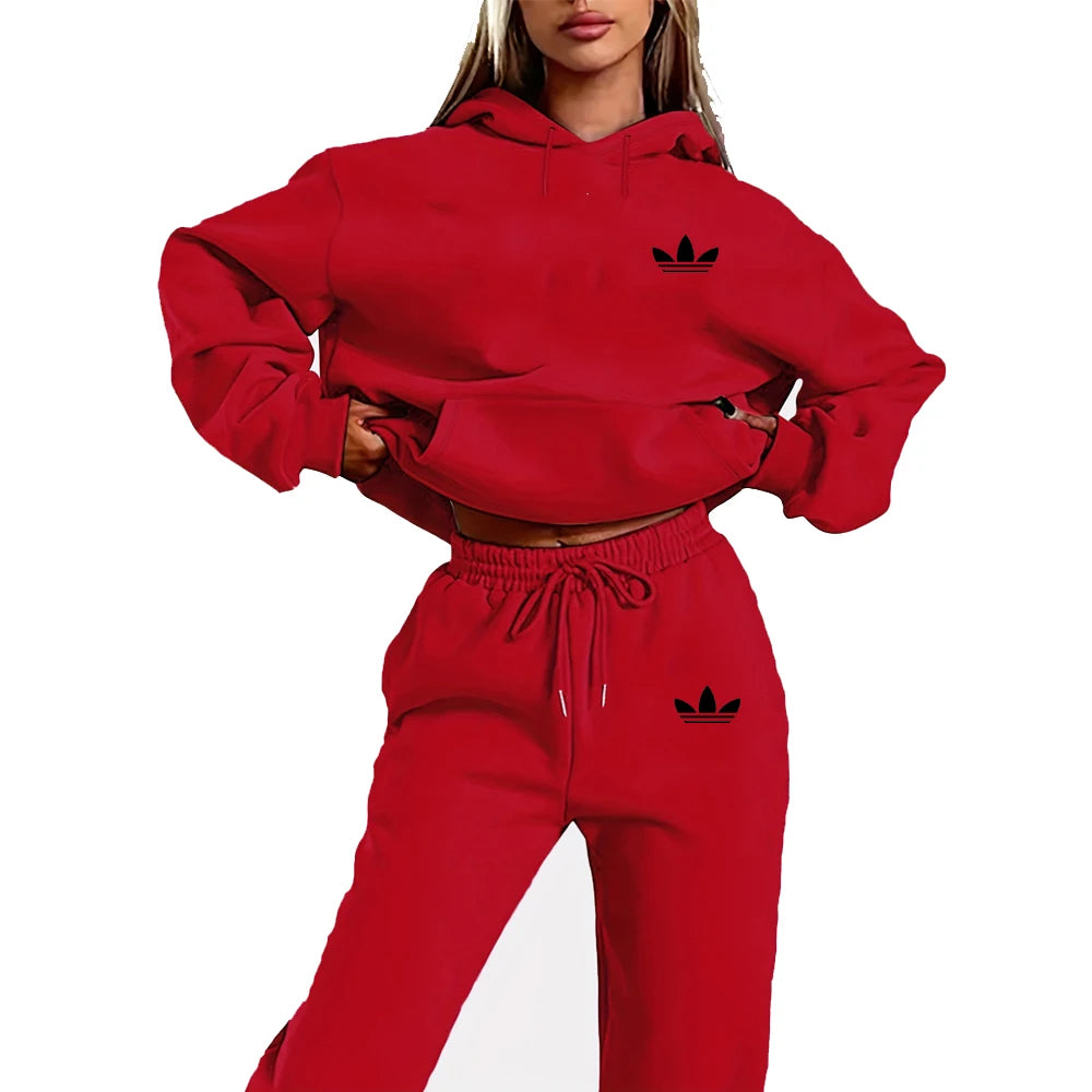 Women Tracksuit Autumn Winter Hoodies Trousers 2PCS Suit Sports Jogging Street High Quality Clothes Pants Sets Casual Fitness