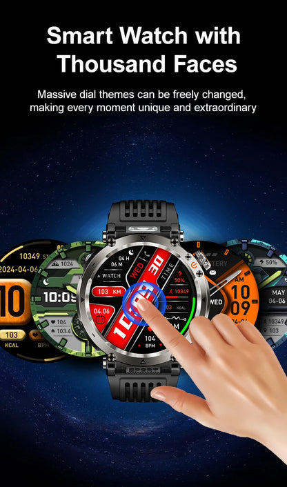 DAORKOW 2026 New Model 10ATM Waterproof 600mAh Smartwatch Compass LED Flashlight Bluetooth Call Outdoor Sports Smartwatch