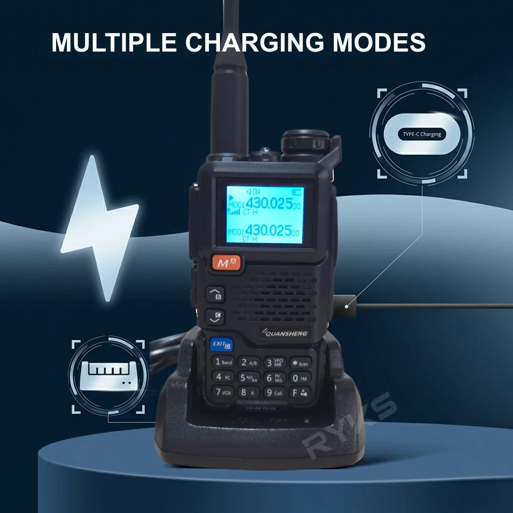 Quansheng Uv-5R Plus Walkie Talkie Dual Band Am Vhf Uhf Ham Radio For Baofeng Uv-5R Two Way Radio Outdoor Camping Hiking