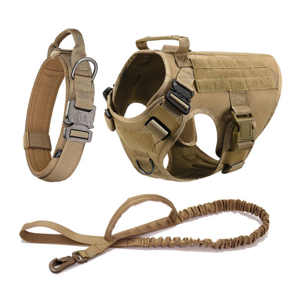 Dog Harness Collar Leash Molle Pouches For Medium Large Dogs Pet German Shepherd Training Walking Vest Tactical Dog Harnesses