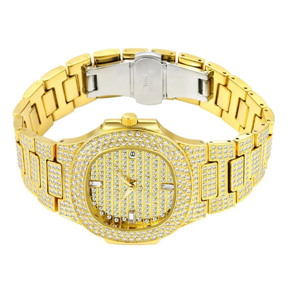 New Luxury Diamond Watch Men Iced Out Watches Calendar Waterproof Quartz Wristwatches Male Clock Relogio Masculino Drop Shipping