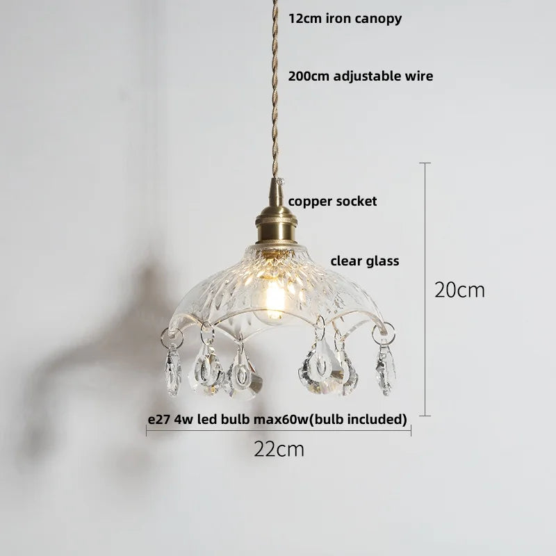 IWHD Knob Switch LED Pendant Lamp Bedroom Restaurant Cafe Luxury Crystal Glass Nordic Modern Interior Home Decor Hanging Lights