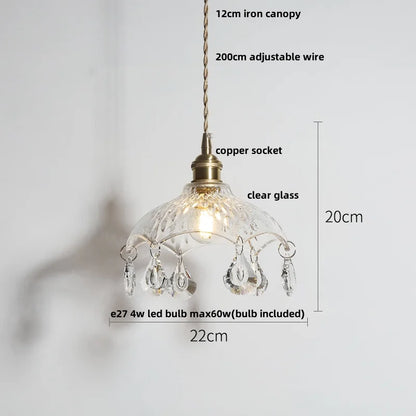 IWHD Knob Switch LED Pendant Lamp Bedroom Restaurant Cafe Luxury Crystal Glass Nordic Modern Interior Home Decor Hanging Lights