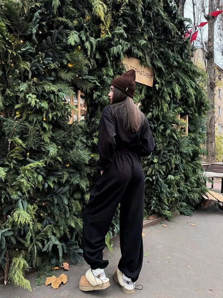 Sports and Leisure Contrast Color Jumpsuit Fashion Trend Street Jumpsuit Women’s Suit New Women Clothing
