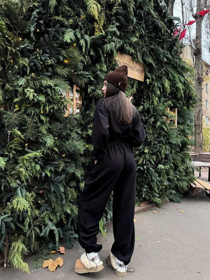 Sports and Leisure Contrast Color Jumpsuit Fashion Trend Street Jumpsuit Women’s Suit New Women Clothing