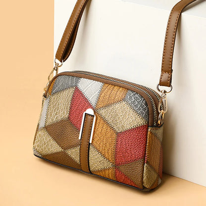 Vintage Female Shoulder Bags Fashion Shell Bag Patchwork PU Leather Women Bag Hobo Ladies Handbag Big Casual Tote Bags