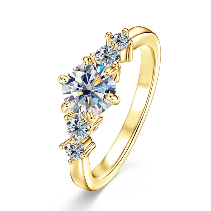 IOGOU 14K Gold Filled 1.0CT 6.5MM D Moissanite Diamond Rings Wedding Engagement Finger Band for Women Exquisite Promise Jewelry