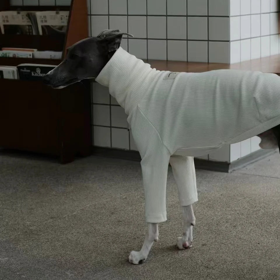 Spring Clothing for Italy Greyhound  Autumn Soft High-Neck Cotton Grey T-shirt for Whippet Winter Long Sleeved Pajamas for Dogs