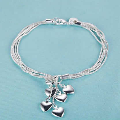 925 Sterling Silver Bracelet Heart High Quality Romance Chain For Woman Men Fashion Engagement Party Wedding Jewelry Gift