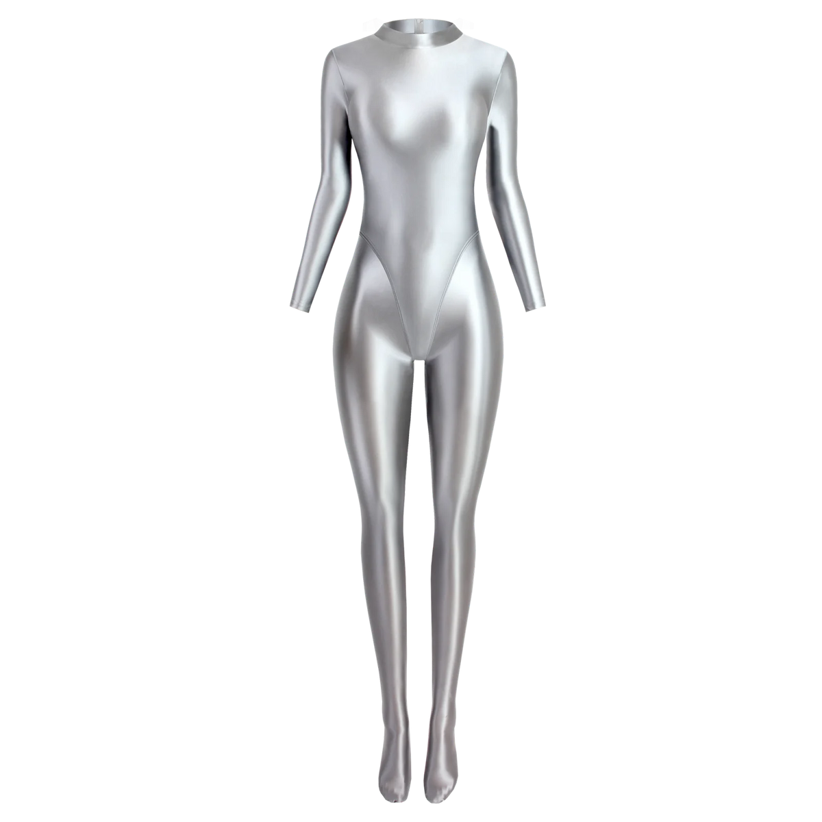 MJINM Spandex Catsuit Women Full Body Shiny Glossy Bodysuits Tight-Fitting Yoga Sport Tights Catsuit Jumpsuits Zentai