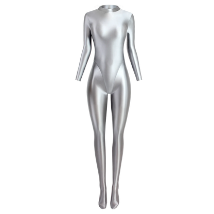 MJINM Spandex Catsuit Women Full Body Shiny Glossy Bodysuits Tight-Fitting Yoga Sport Tights Catsuit Jumpsuits Zentai