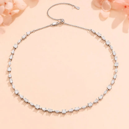 MUXIFC Full Moissanite Tennis Necklace Pear Oval Marquise Cut Lab Diamond Choker For Women S925 Silver Wedding Clavicle Chain
