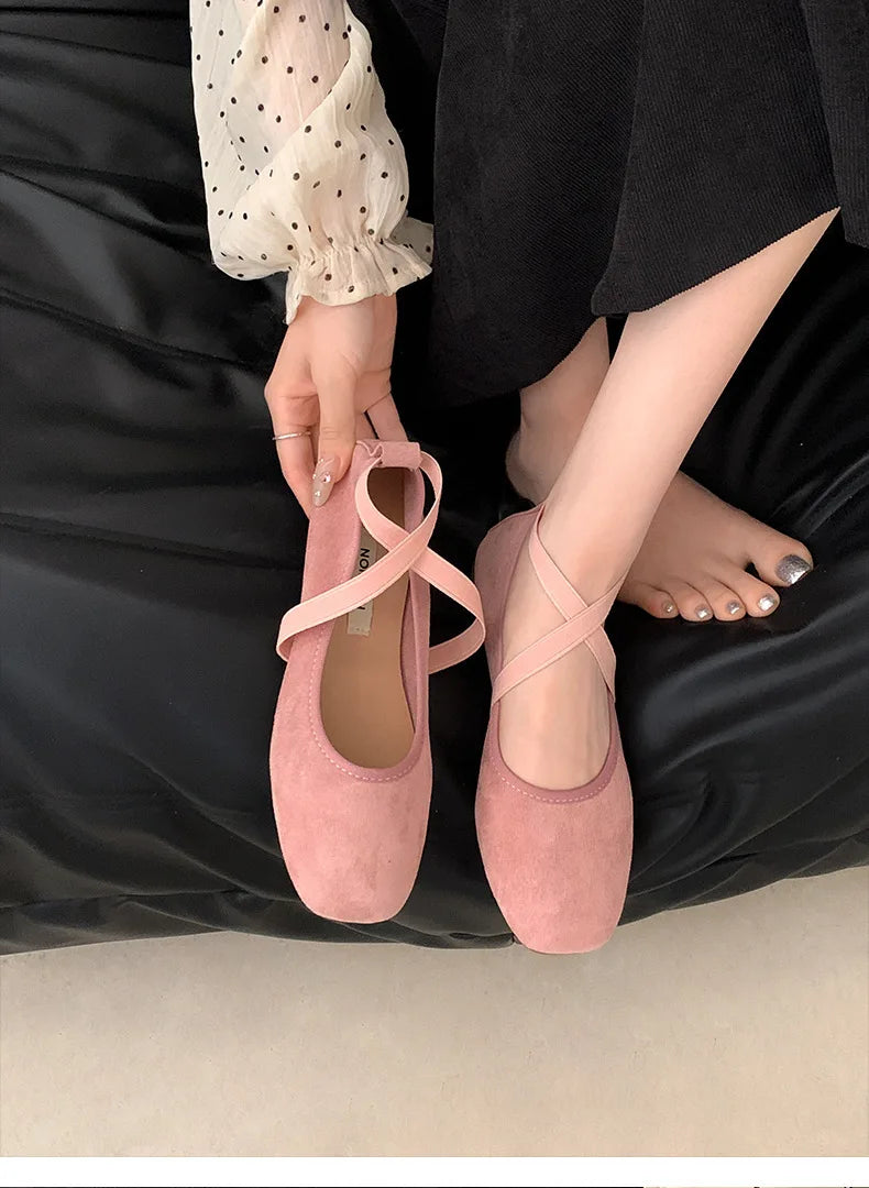 Ladies Ballet Shallow Flat Shoes Women's Retro Mary Jane Shoes Luxury Soft Sole Shoe Women Cross Strap Flats Zapatos Mujer 2025
