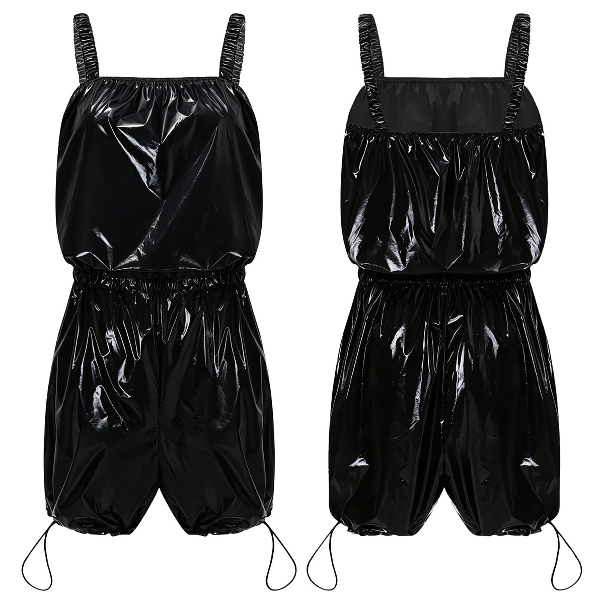 Womens Overalls Romper Snap Button Design for Festival Clubwear Stage Pressing Buttons Ruffled Trims Backless Short Jumpsuit
