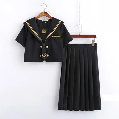 Spring Autumn Long Sleeve Japanese JK Sets School Uniforms Girls Musketeers High School Women Novelty Pleated Skirt Sailor Suits