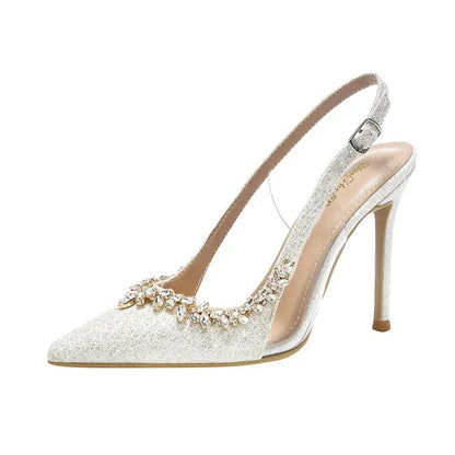 Luxury Designer Women Shoes Exquisite Rhinestone High Heeled Sandals for Woman Elegant French Style Casual Shoes Sandalias Mujer