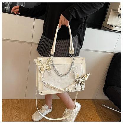 Sweet Y2k Lolita Butterfly Chain Shoulder Bags Trendy Gothic Harajuku Ita Bag Japanese Chic Women Transparent Handbags Crossbody