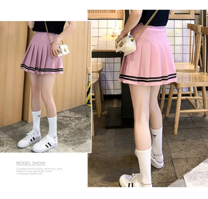 Kawaii Harajuku Skirts Preppy School Uniform High Waist Pleated Women Girls Lolita A-line Sailor Skirt