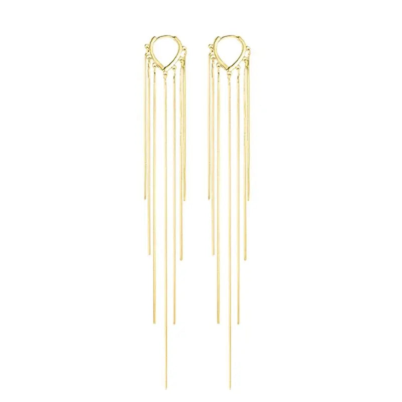 925 Sterling Silver Needle Long Chain Stud Earrings For Women Exquisite Zircon Geometric Tassel Pendant Earrings Luxury Jewelry