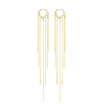 925 Sterling Silver Needle Long Chain Stud Earrings For Women Exquisite Zircon Geometric Tassel Pendant Earrings Luxury Jewelry