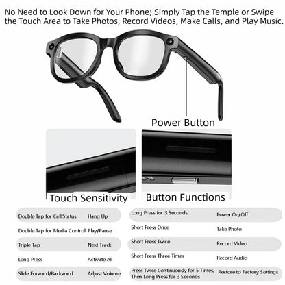 Real-time Translation AI Smart Glasses Anti-Blue Light Wearable Tech Smart Video Glasses Bluetooth Audio AI Voice