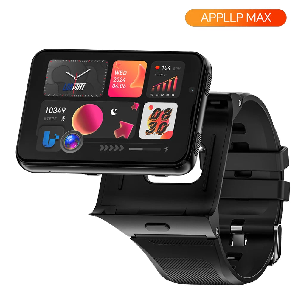 LOKMAT APPLLP MAX 4G Smart Watch Android 11 OS 6GB Ram 128GB Rom MTK6765 Octa Core CPU 2.88" Large Detachable Screen GPS Compass