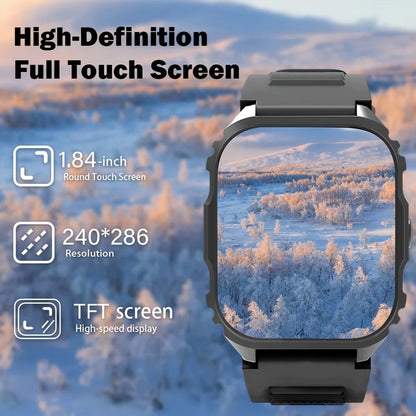 Smart Watch，1.84-Inch Large Square Screen, with Multi-Sports Mode/Call Reminder/Music/Photography And Other Super Functions
