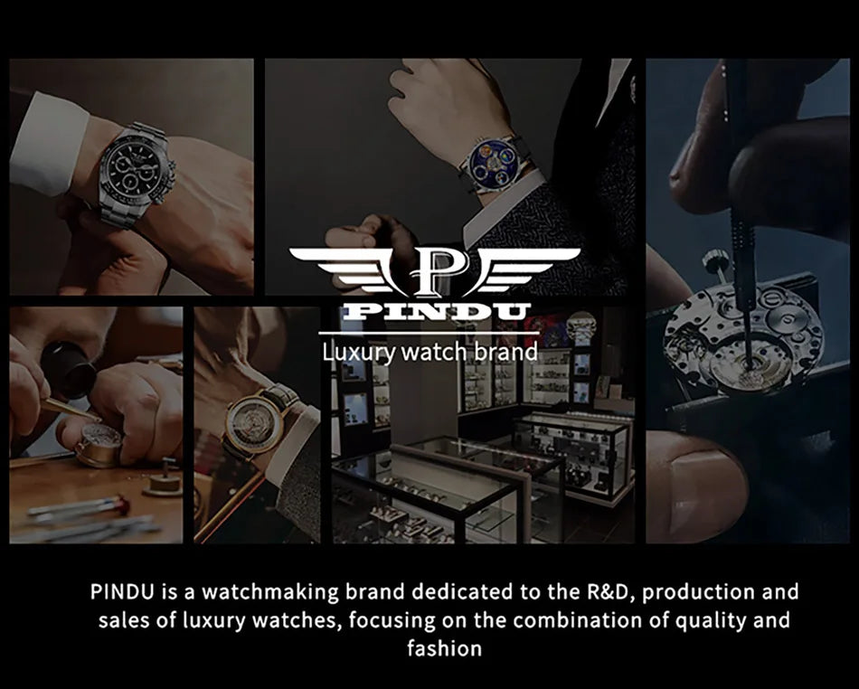 PINDU Design Men's Watch Top Brand Luxury Business Watch Men's Compass Waterproof Quartz Wristwatches Silicone Strap P6658